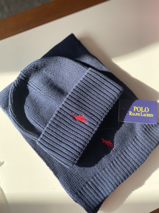 Мъжки подаръчен комплект шал и шапка в кутия Polo