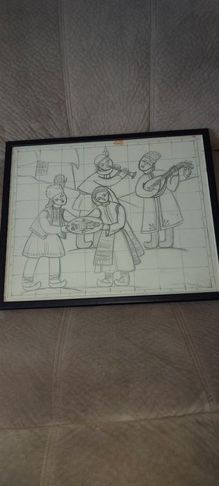 Tablou vechi, grafică, deosebit,semnat, de colecție.