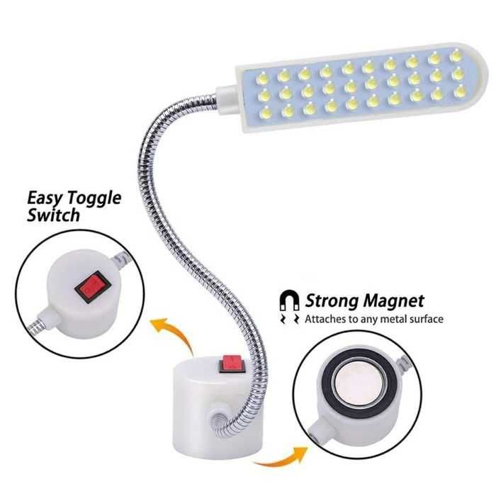 Lampa cu 30 de LED-uri pentru masini de cusut sau alte utilaje.