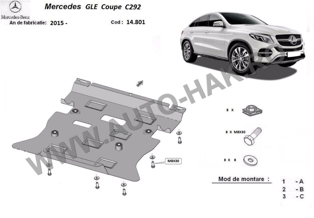 Scut motor metalic Mercedes GLE Coupe C292 2015-prezent