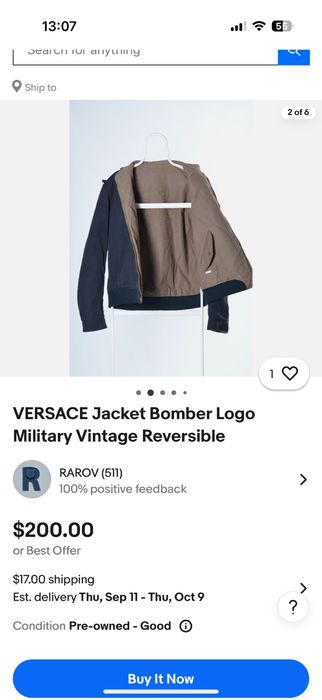 Jachetă Military Versace Originală doua fețe