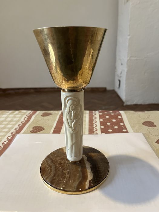 Vand potir din argint aurit cu fildesi