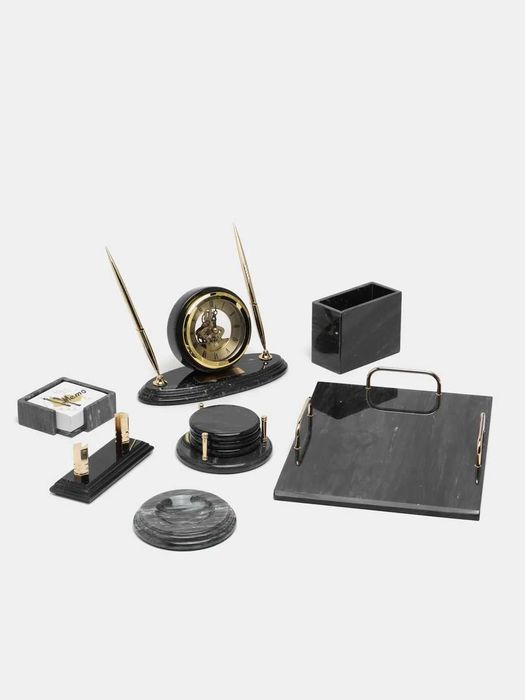 Офисный набор из натурального мрамора "Bestar", черный мрамор, EI - 2