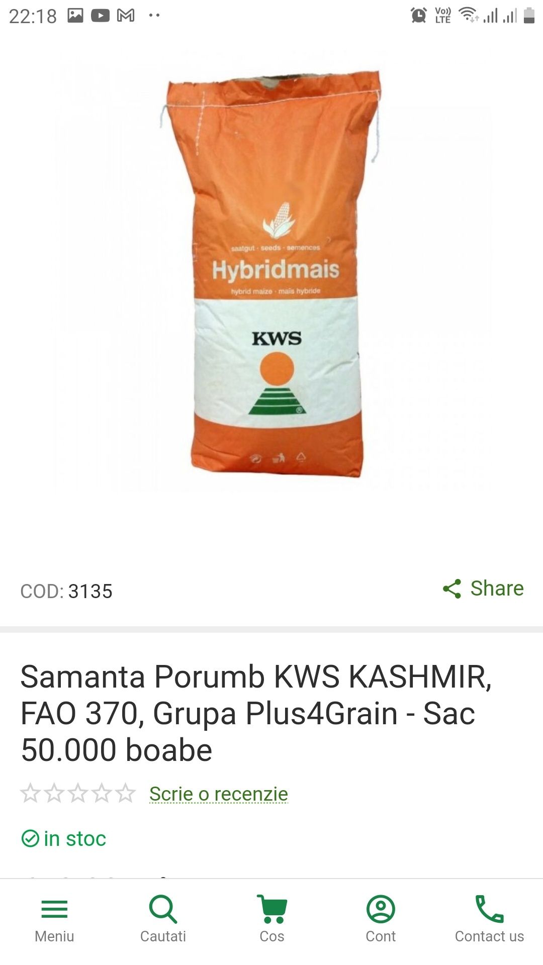 Vand 14 kg boabe porumb KWS KASMIR