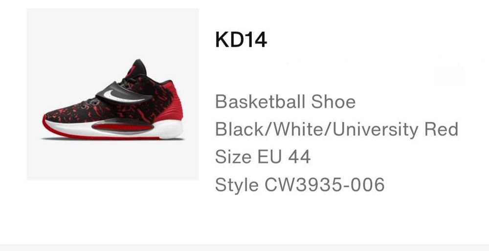 Adidasi KD 14 purtati red and black