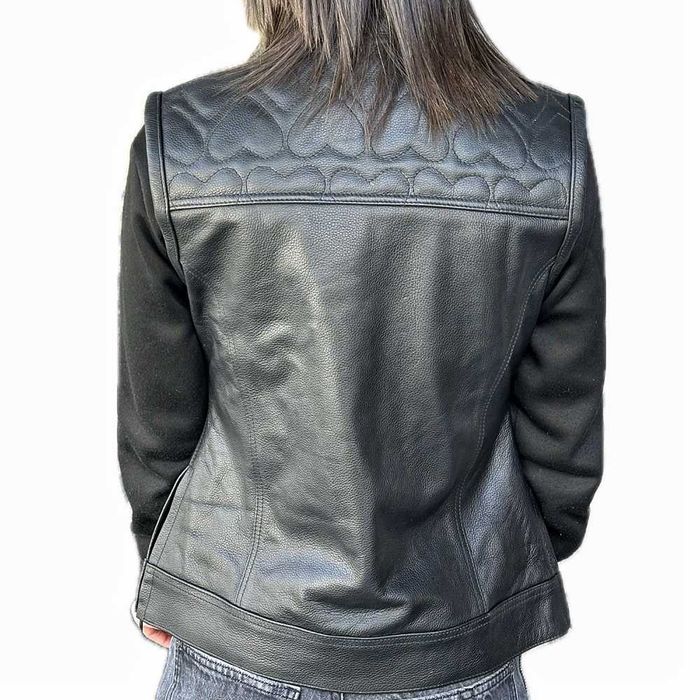 Ново ! Дамски Елек Черен Leather Heart