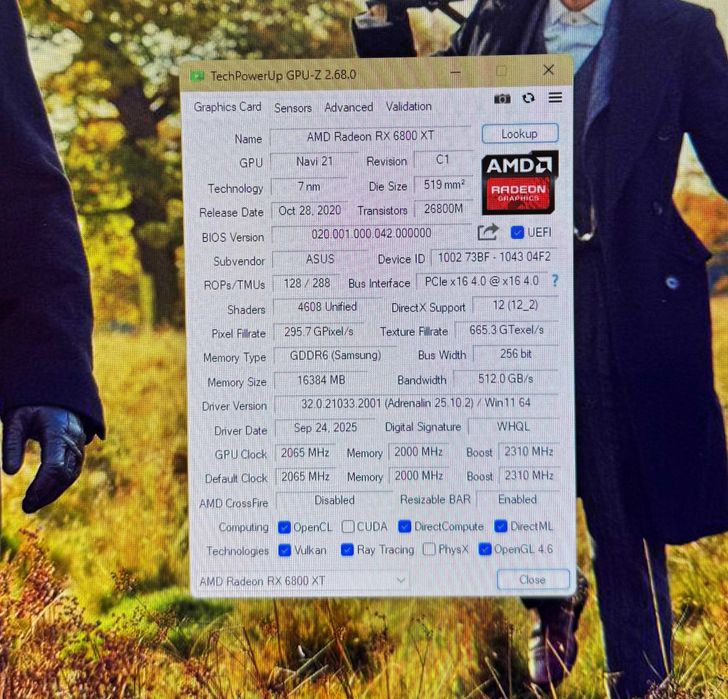 AMD Rx 6800 XT Asus Tuf Gaming OC Edition