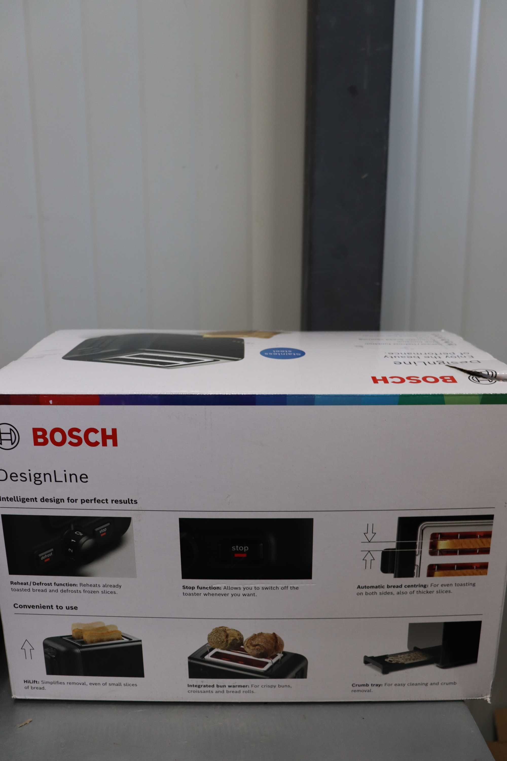 Тостер от неръждаема стомана с 2 отделения Bosch DesignLine