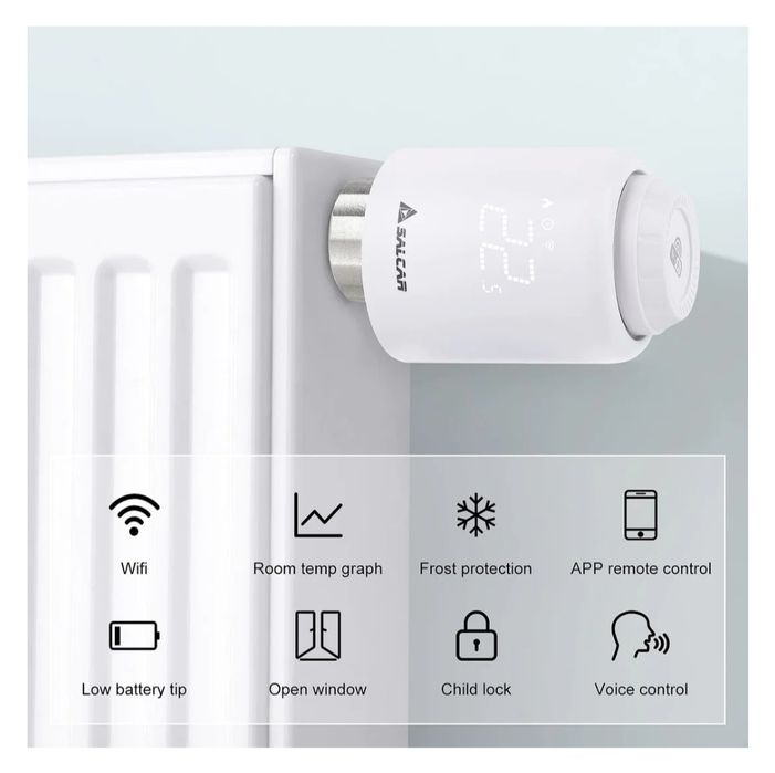 Set 3x cap termostatic Salcar pentru radiator, Wi-Fi, Universal