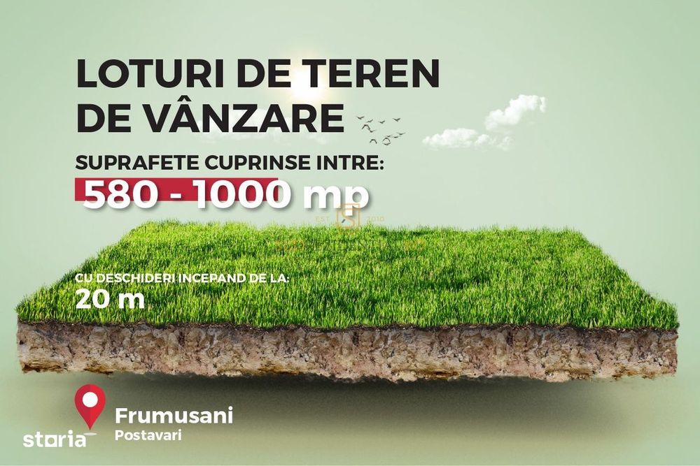 Teren de vanzare in rate, zona rezidentiala noua  Frumusani