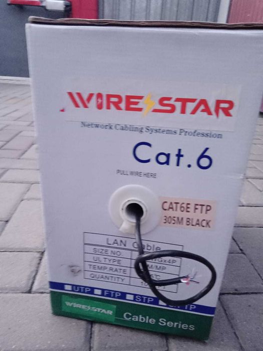Кабель сетевой Cat6e  FTP 305 п. м. черный бухта