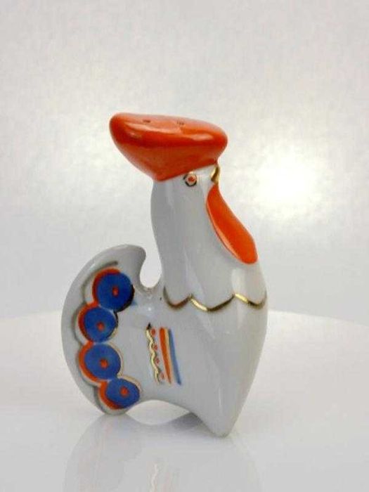 Коллекционные фарфоровые солонки ЛФЗ — мишка и петушок
