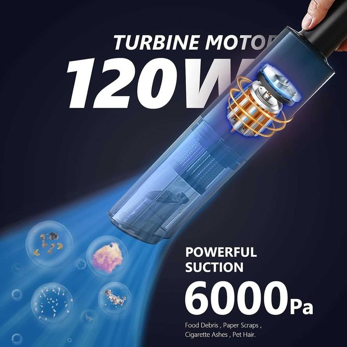 Aspirator de mana fara fir reincarcabil USB filtru lavabil 120W