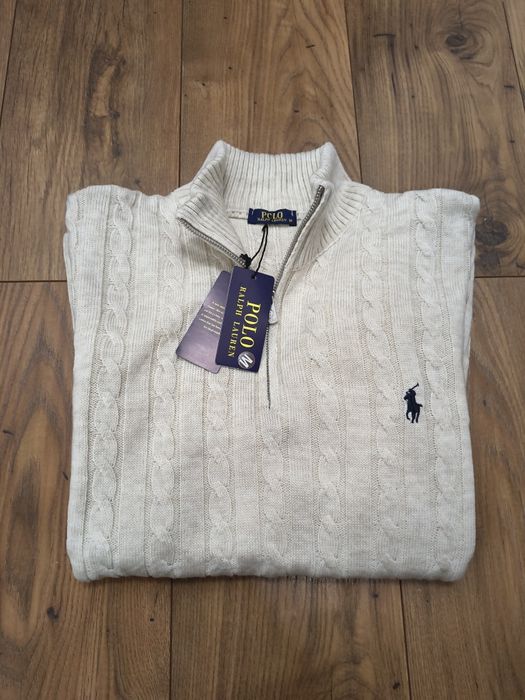 Pulover clasic Ralph Lauren, cable knit, half zipper