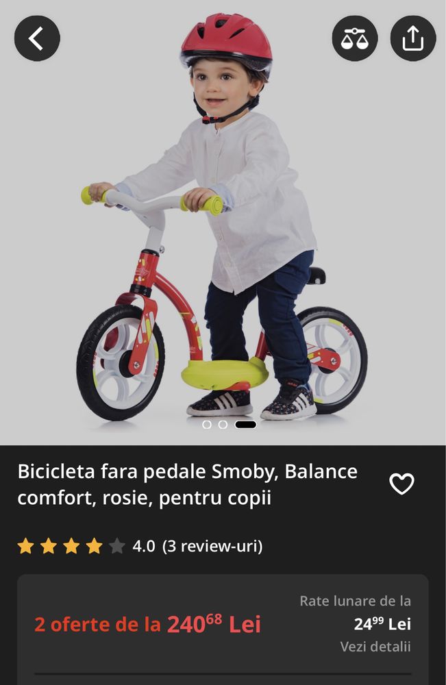 Bicicleta fara pedale, trotineta copii