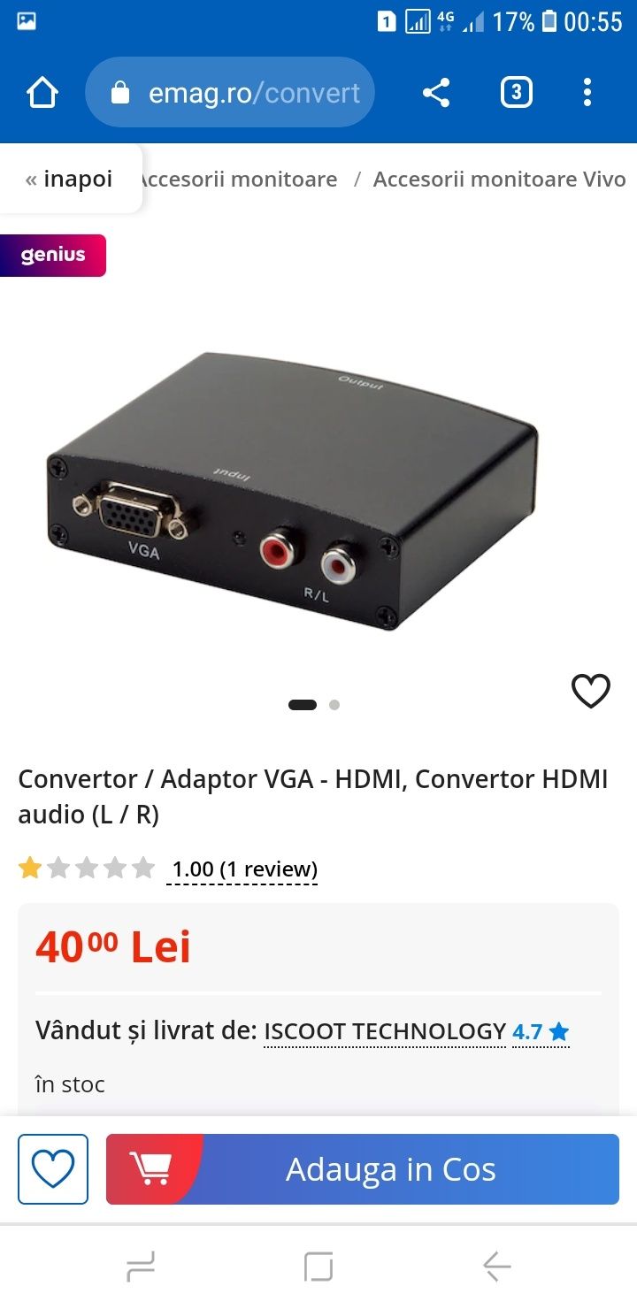 Splitter HDMI activ și convertor/adaptor  vgh -HDMI