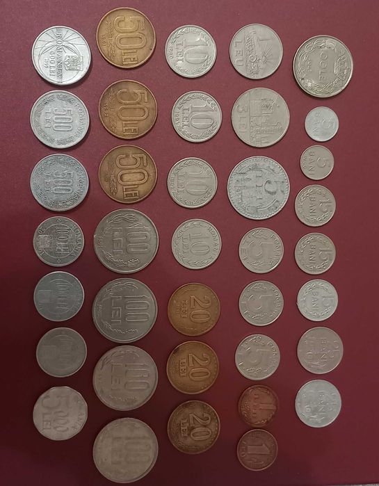 37 monede ani diferiti si 2 bancnote Romania