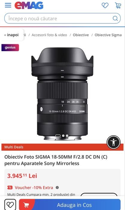 Obiectiv Foto Sigma 18-50 mm 2.8 HSM