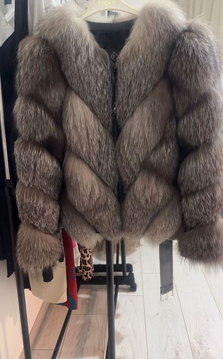 Haină de blana din vulpe argintie