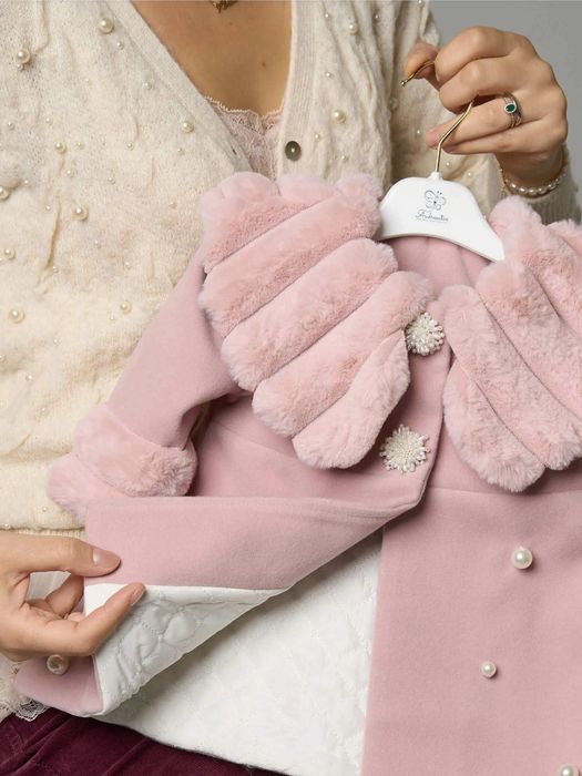 Set deosebit de iarnă fetita Anne Bebe– paltonas si boneta cadou, ghet