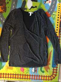 Черна блестяща блуза за кърмене, размер М, HM Mama