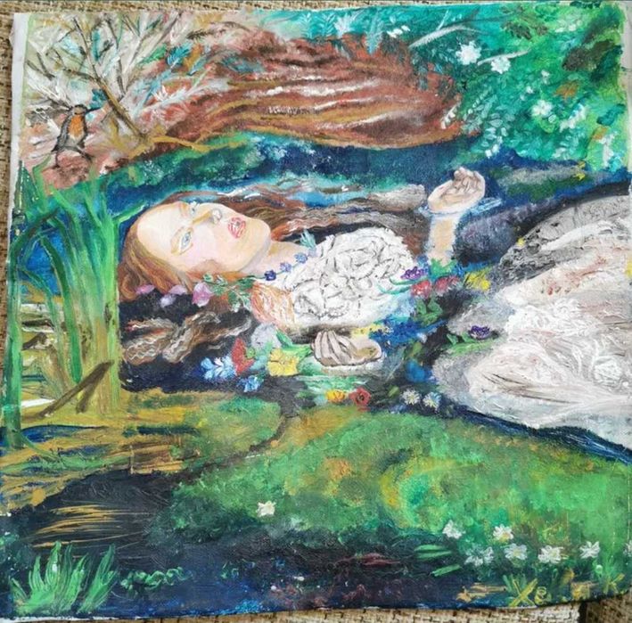 Pictura originala ulei pe pânză, reproducere Ophelia Millais