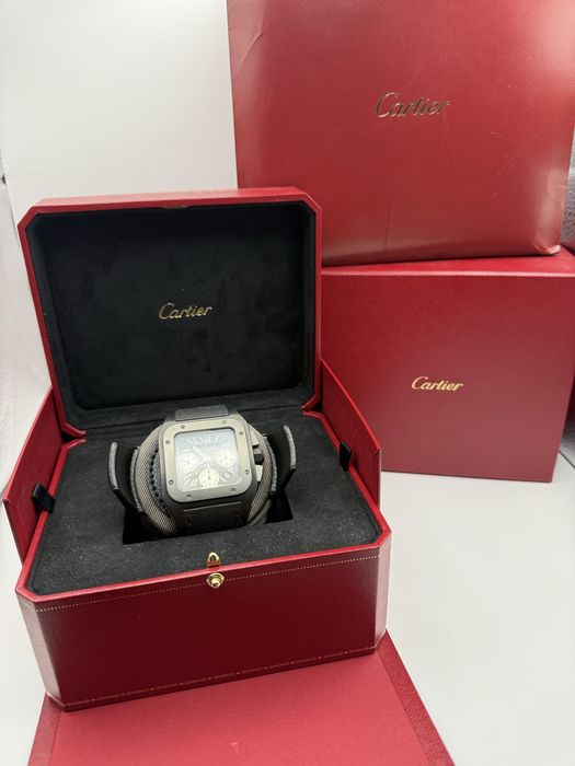 Ceas Cartier Santos 100XL Chronograph Titanium PvD la cutie