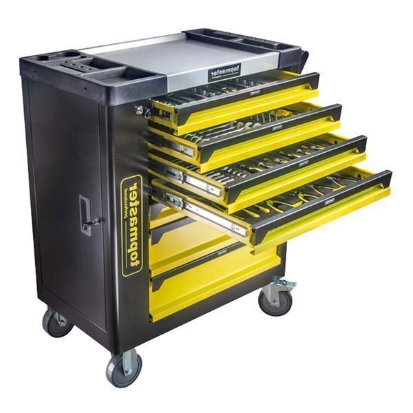 Шкаф с инструменти topmaster, 7 чекмеджета, 182 части, 4 модула