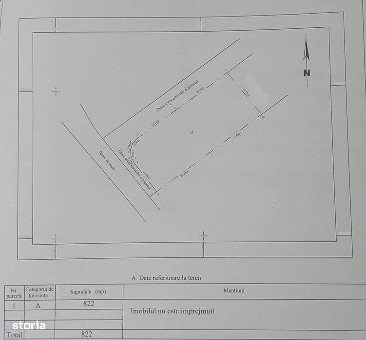 De vanzare Teren intravilan suprafata 822mp Pret 28.500e