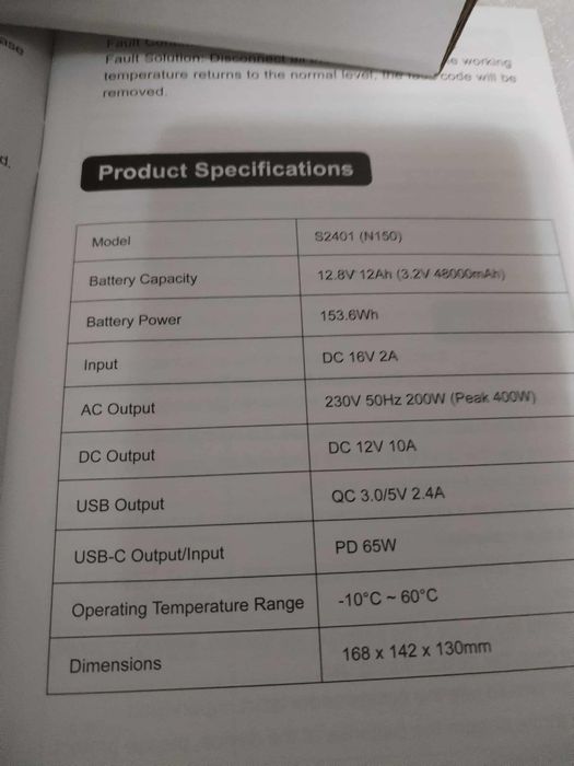 Power station S2401 lifepo4 battery de 200wat Nou