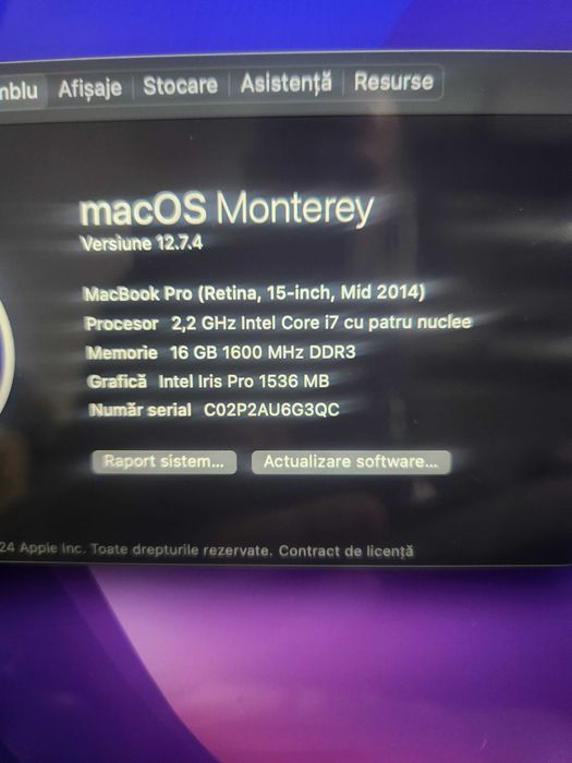 MacBook Pro – i7/16GB,256GB Display 2K QLED, bat 4h, tst iluminata