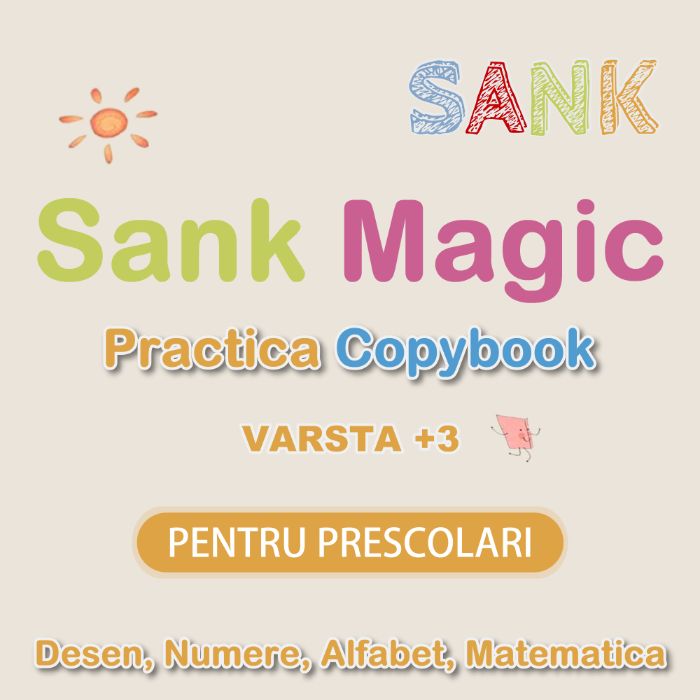 Sank ® Magic Practice Copybook KidBook - Set 4 Caiete caligrafice