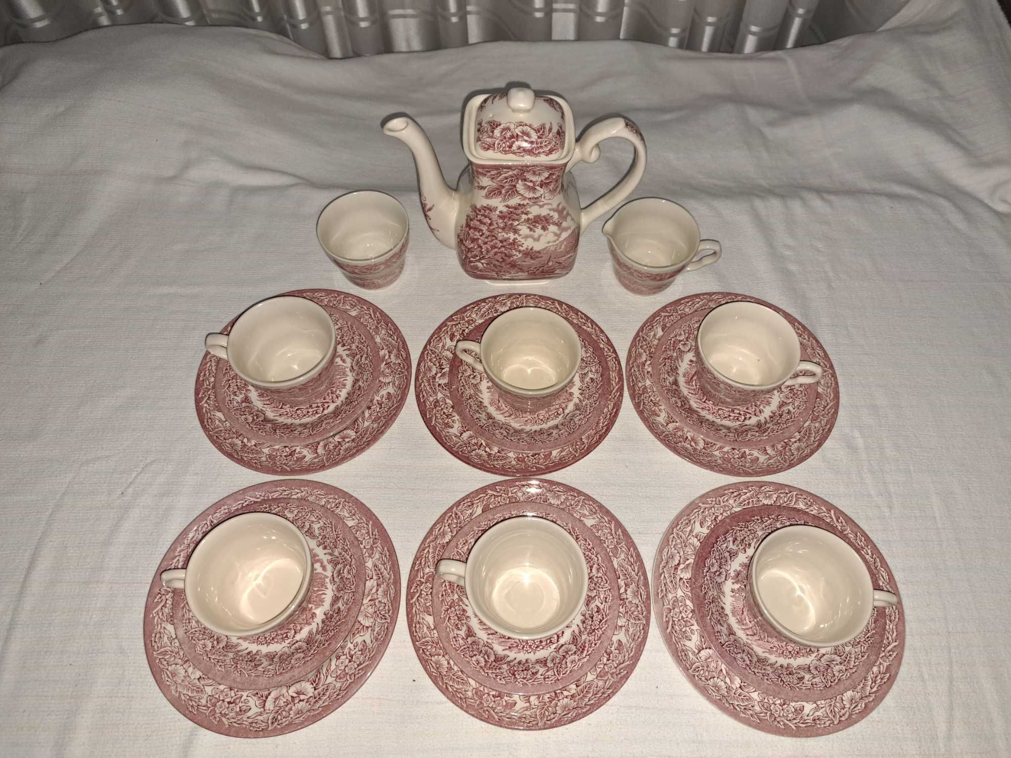 set cafea si mic dejun portelan englezesc  6 persoane 21 piese