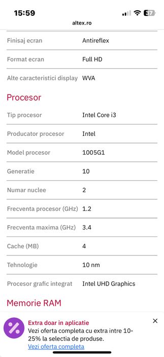 Laptop dell vostro 3501 inter corei i3