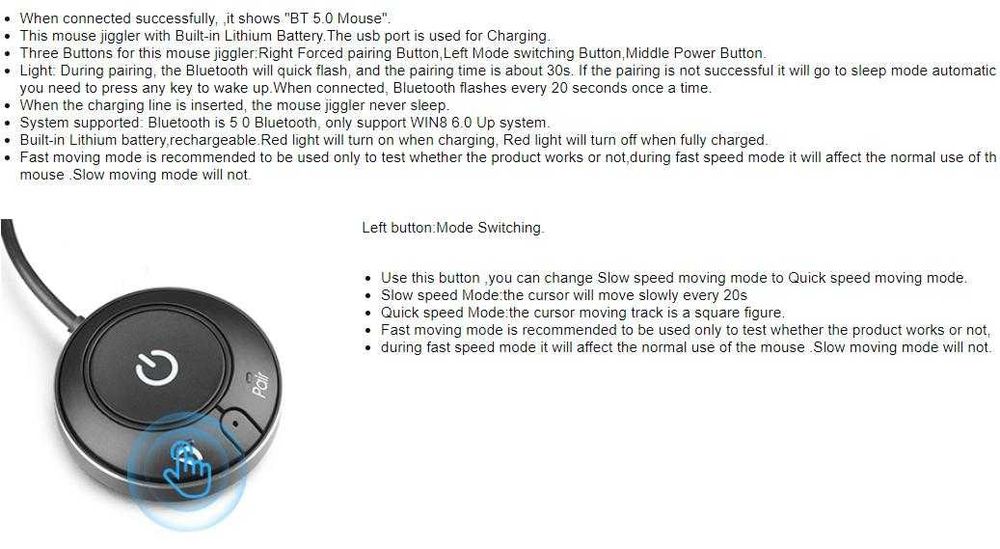 Game Moji AirDrive BLUETOOTH Mouse Jiggler ВграденаБатерия Mouse Mover