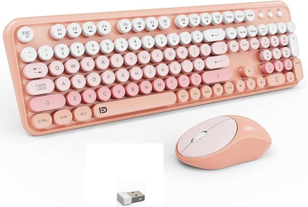 Kit tastatura mecanica & mouse ,wireless,roz,sigilat