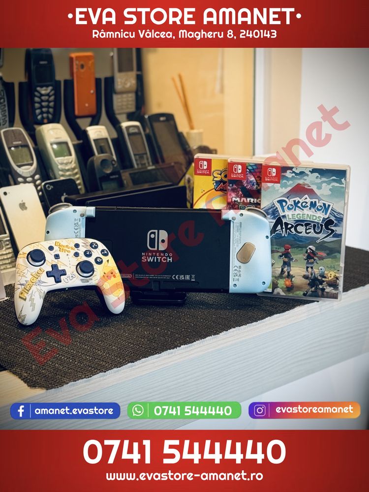Consola Gaming Portabila NINTENDO Switch 32GB cu 3 Jocuri si accesorii