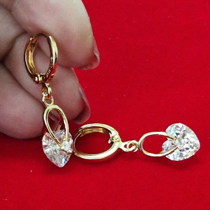 GP34,cercei placati aur 14k,model lung,incuietoare sigura,zirconii