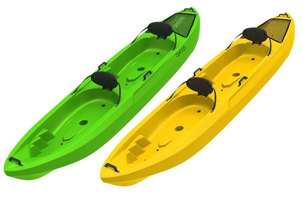 2 padele CADOU: Caiac Tandem, verde, Sit-On-Top, 3,60 metri