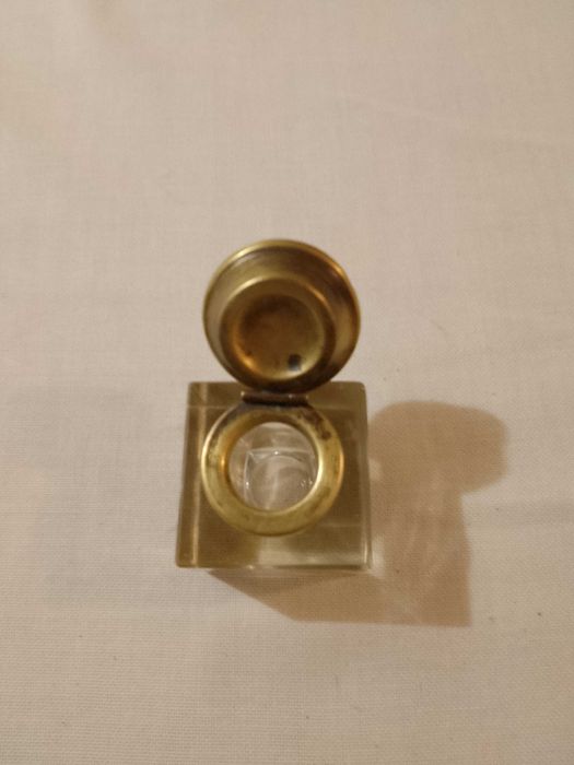 Мастилница кристално стъкло месинг 19 ти век