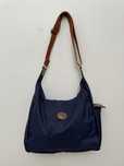 Geanta Longchamp crossbody bleumarin dama cu maro piele naturala