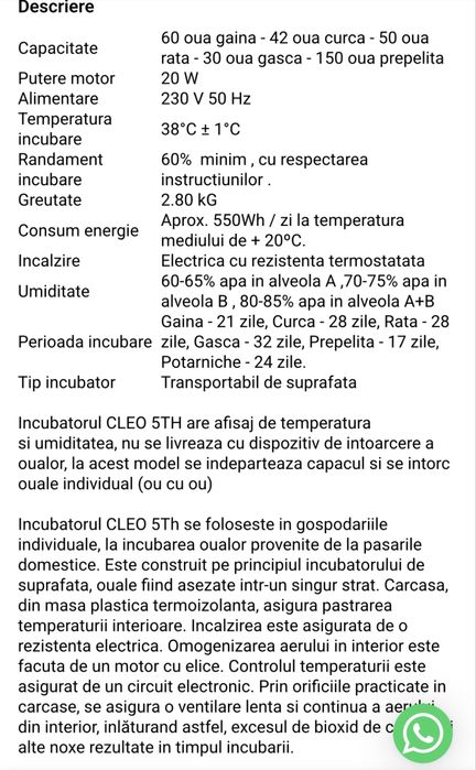 Incubator / clocitoare cleo 5TH