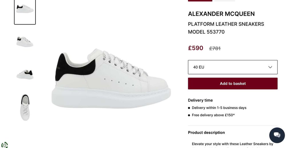 Alexander McQueen
Platform Sneakers Adidasi Piele Alb Original