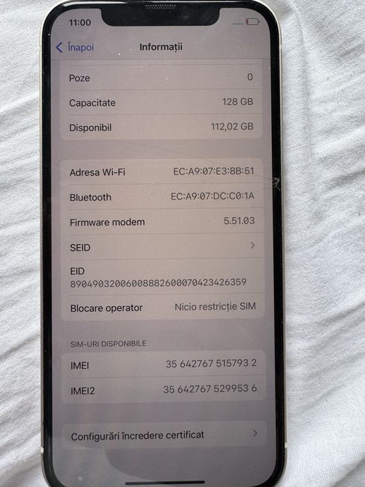Iphone 12 - 128 GB - 100% viata bateriei