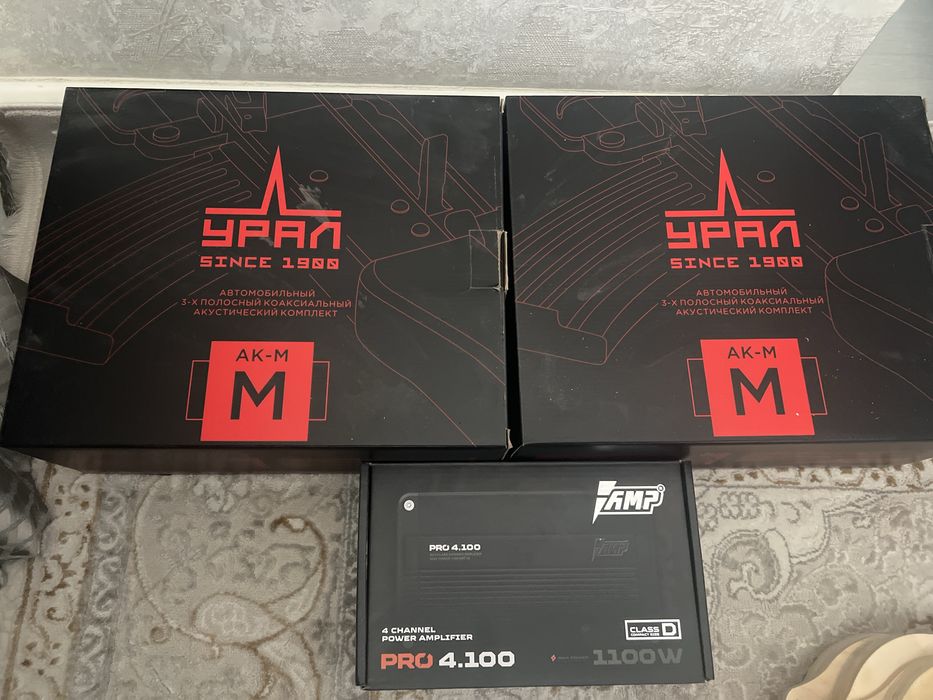 Продам новые колонки УРАЛ АК-М с Усилителем AMP PRO 4.100
