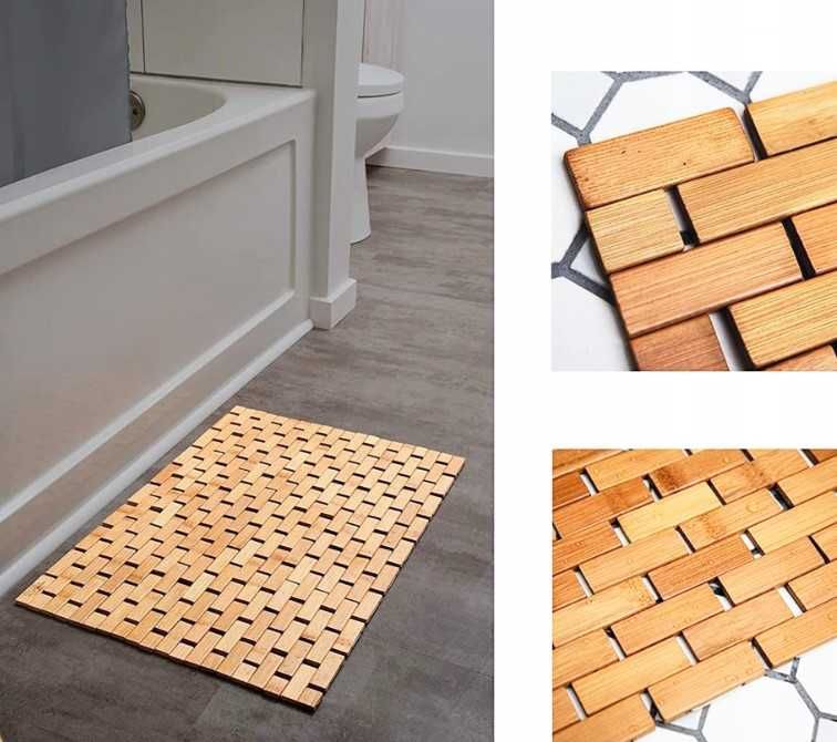 Универсален килим за баня, бамбук, нехлъзгав, влагоустойчив