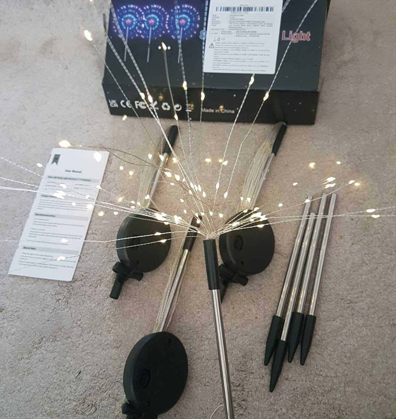 Соларни фойерверки Soarling, декоративни градински, 4 броя, 480 LED