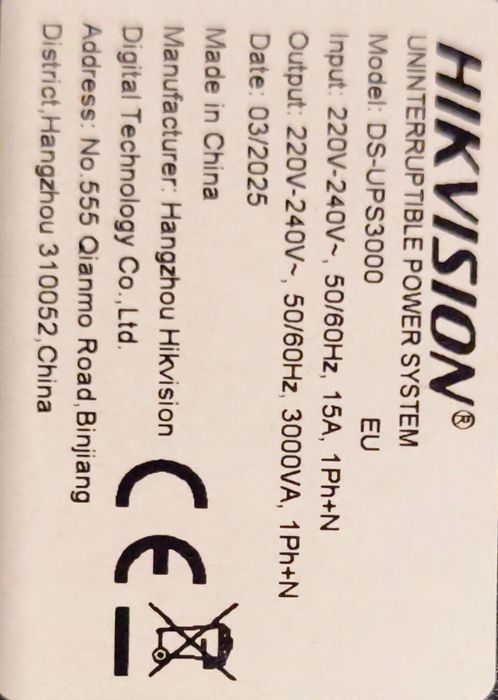 ИБП UPS Hikvision DS-UPS3000
80
1
2
3
4
5
0 мнение
2,730,000 сум
 есть