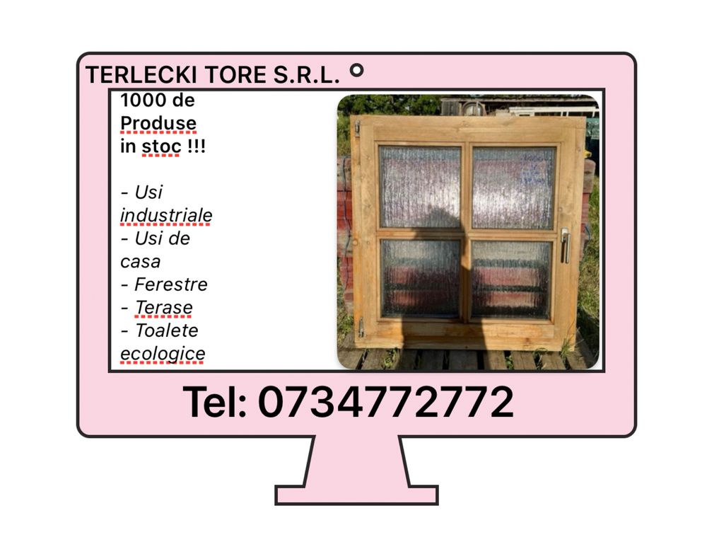 FEREASTRA LEMN casa cabana rustic antichizat termopan H 100 x L 98