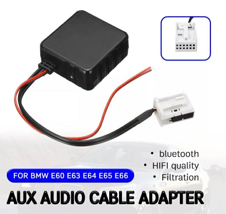 Промо! HI-FI BLUETOOTH 5.0 Aux адаптер (аукс) BMW E46 E70 E53 E60 E90